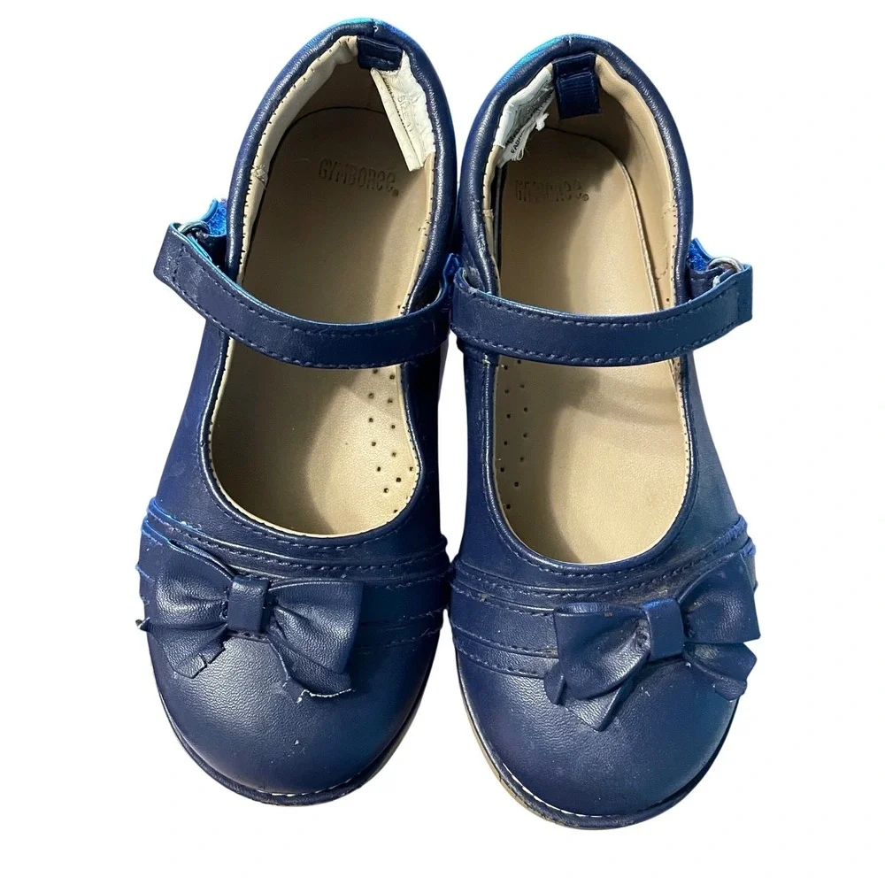 Vtg Gymboree Mary Jane Shoes Navy Blue Bow Detail Girls Size 11 Classic Preppy